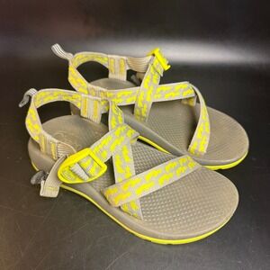 Chaco Sandals Gray Yellow Adjustable‎ Straps Walking Casual Shoes Size 3